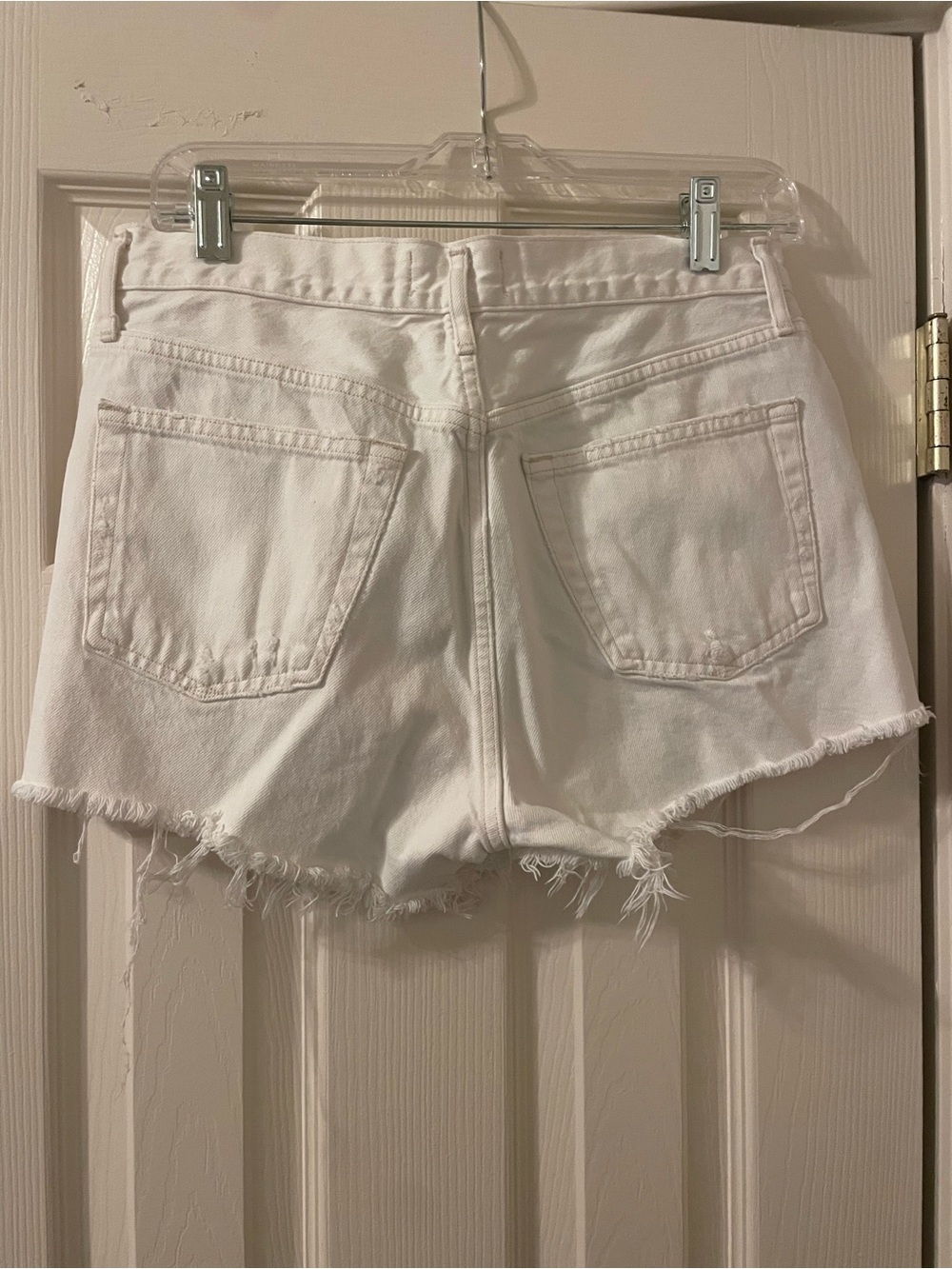 Agolde White Frayed Hem Denim Shorts - Picture 3 of 3